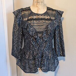 L Marissa Web Gabrielle Lace Blouse Ruffle Peplum